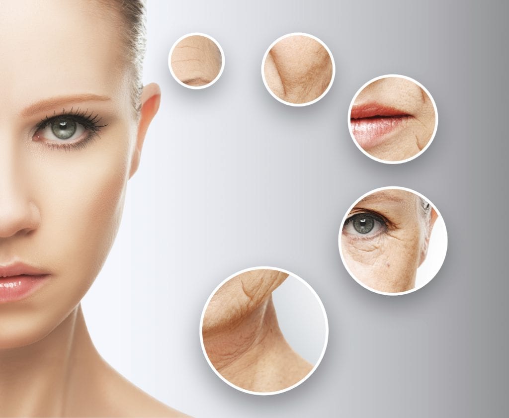 beauty concept skin aging. anti-aging procedures, rejuvenation, lifting, tightening of facial skin