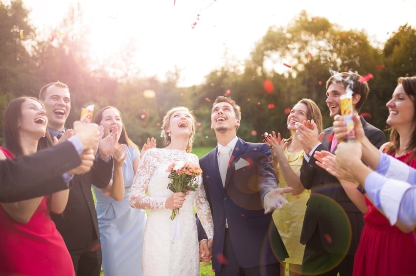 wedding guests in a summer wedding