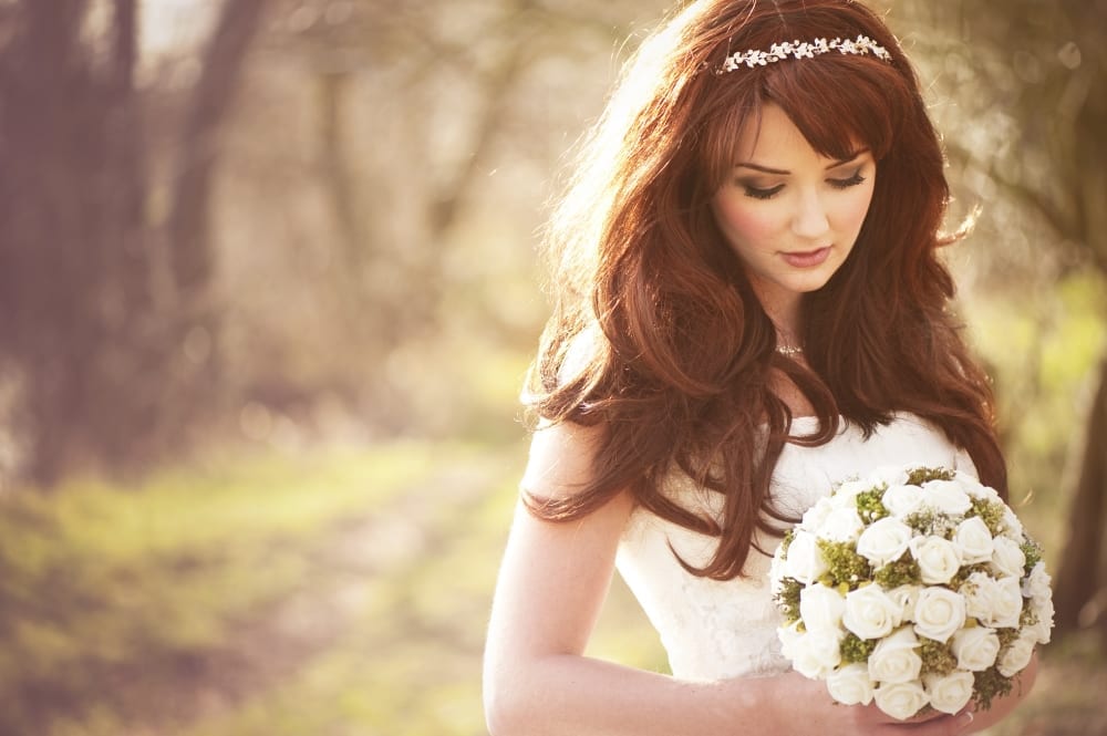 Beautiful bride outdoors in a forest