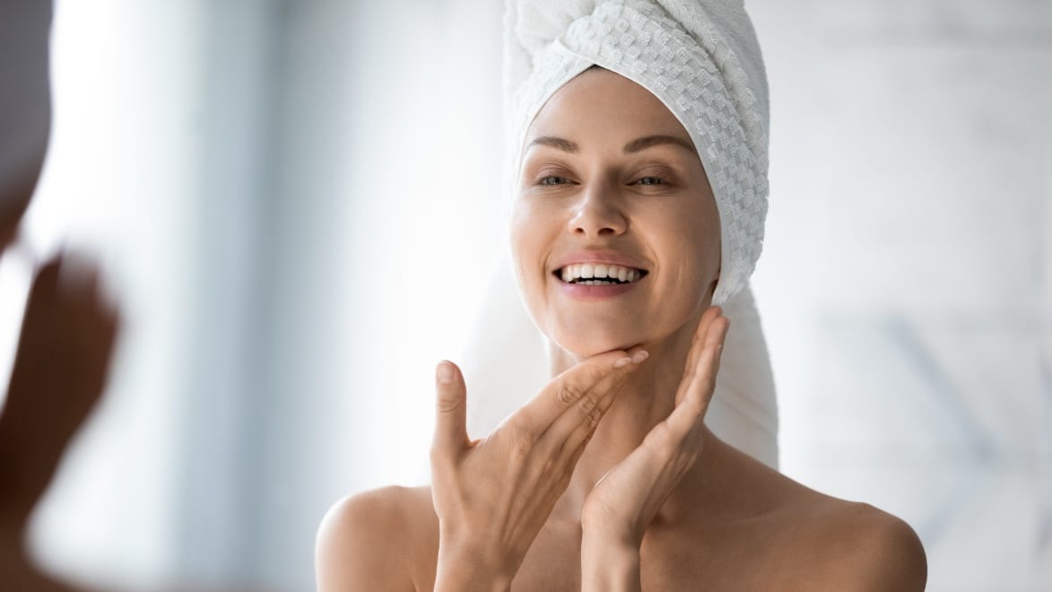 smiling woman with beautiful skin