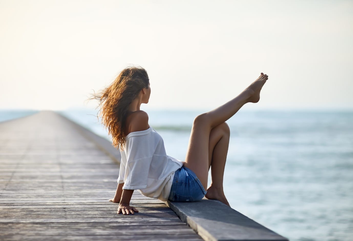 woman with smooth, hairless legs