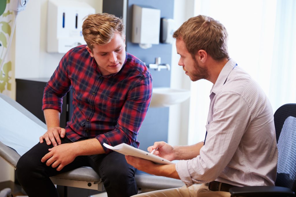 Man having cosmetic treatment consultation