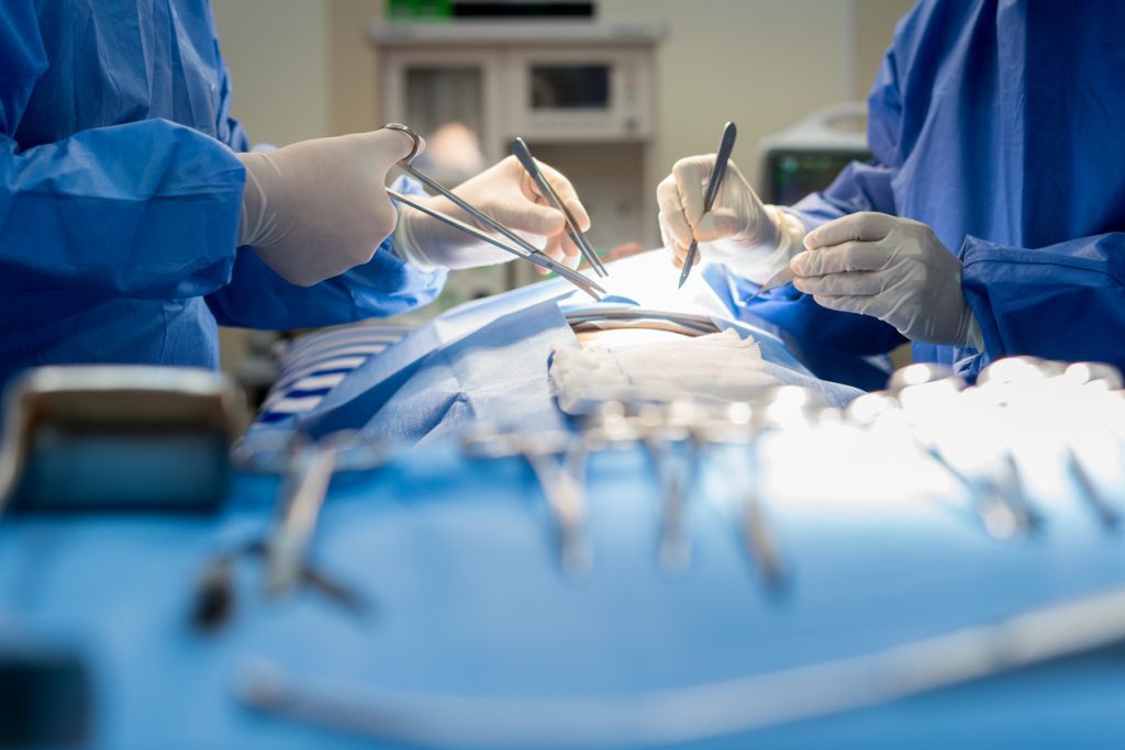 Experienced surgerons completing plastic surgery