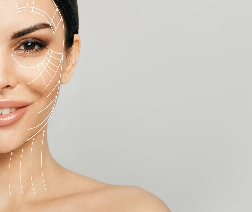 Woman with facelift technology CGI 