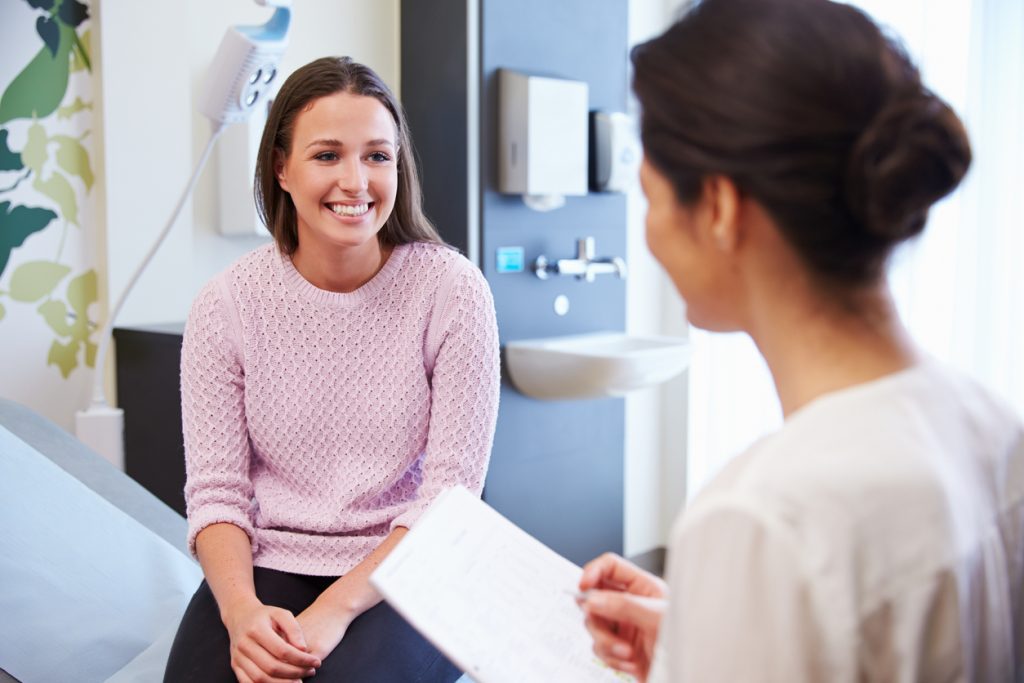 Female patient at a plastic surgery consultation