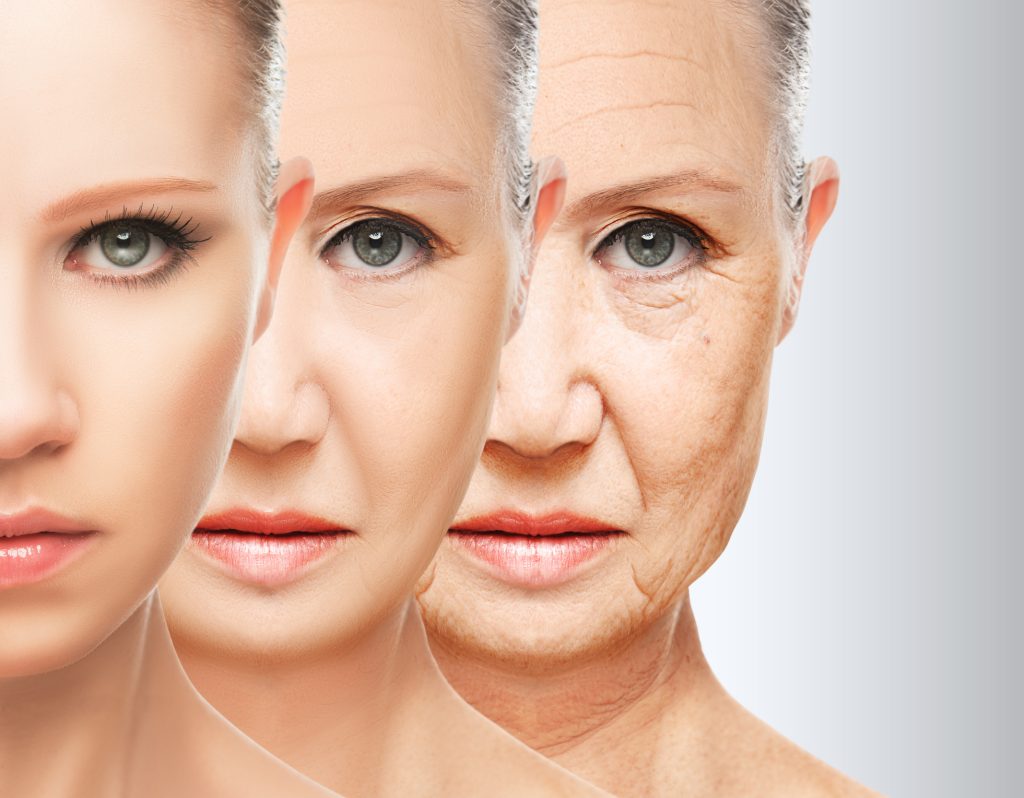 Woman going through the ageing process