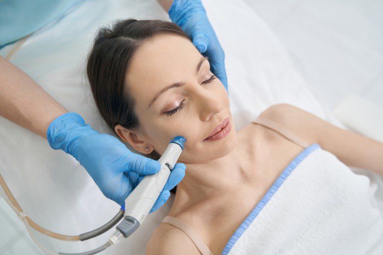 Woman having a hydrafacial treatment