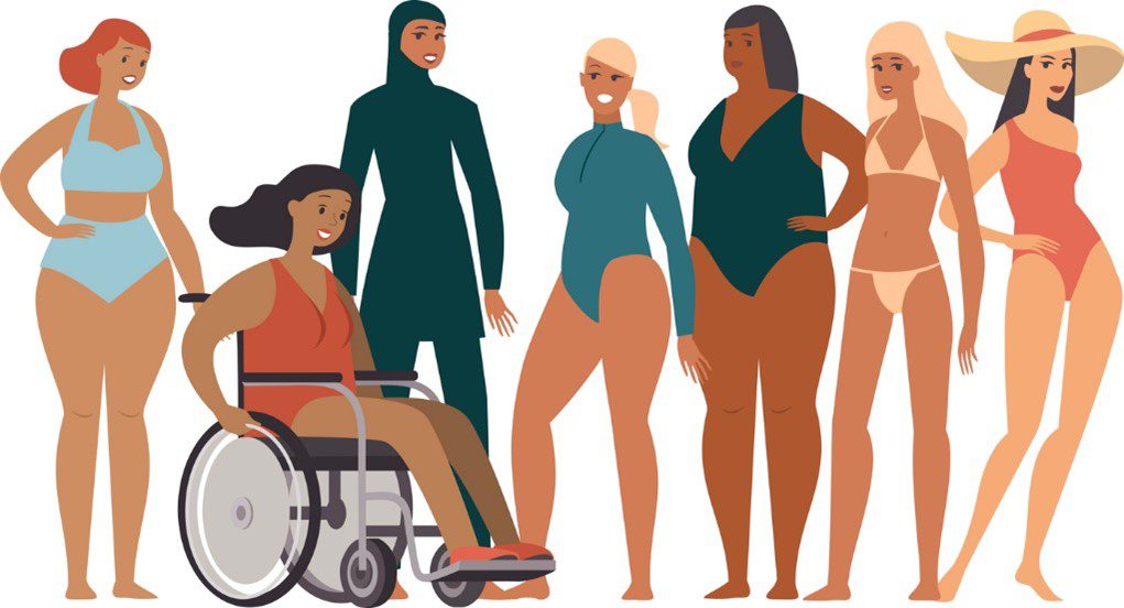 Diverse body types in swimwear