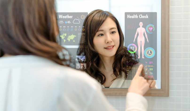 woman using smart mirror