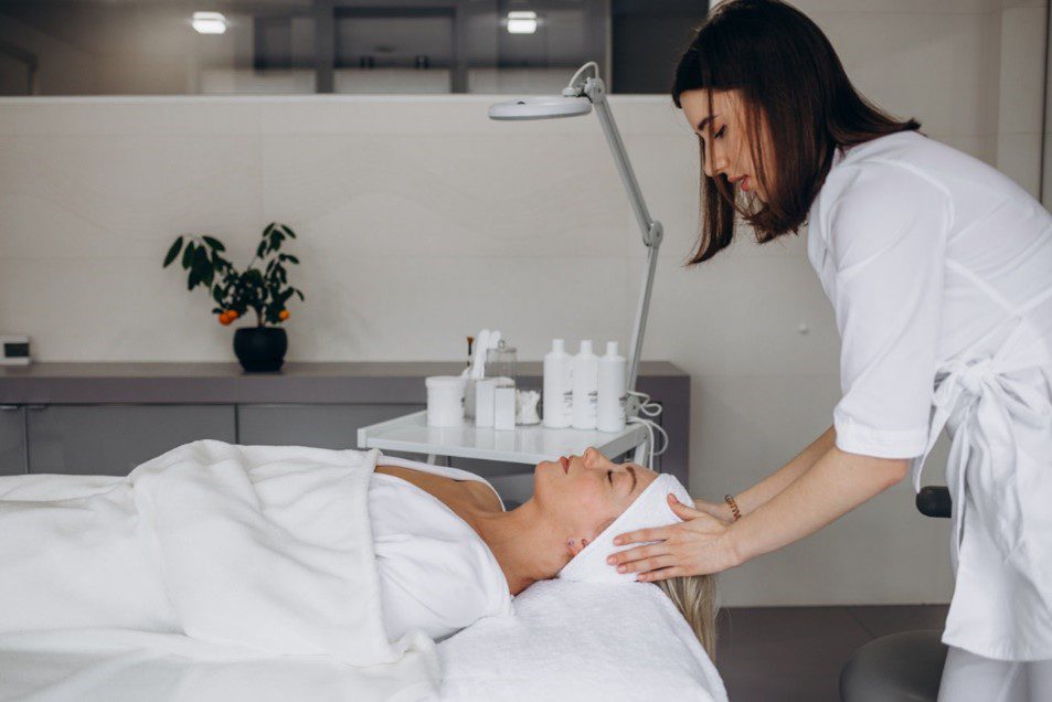 woman having a face massage